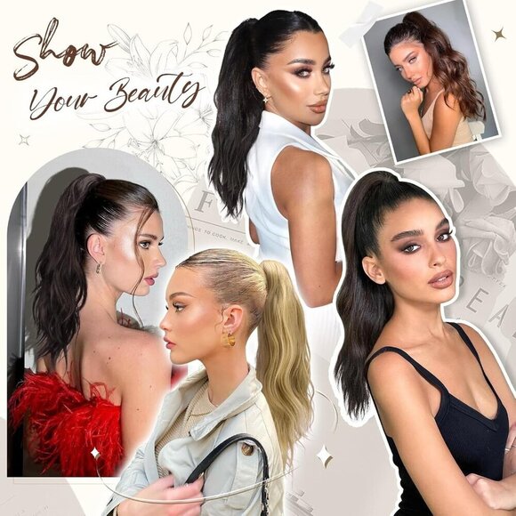 Synthetic Ponytail Extensions Long Wavy Clip-in Hairpiece for Women 20\
